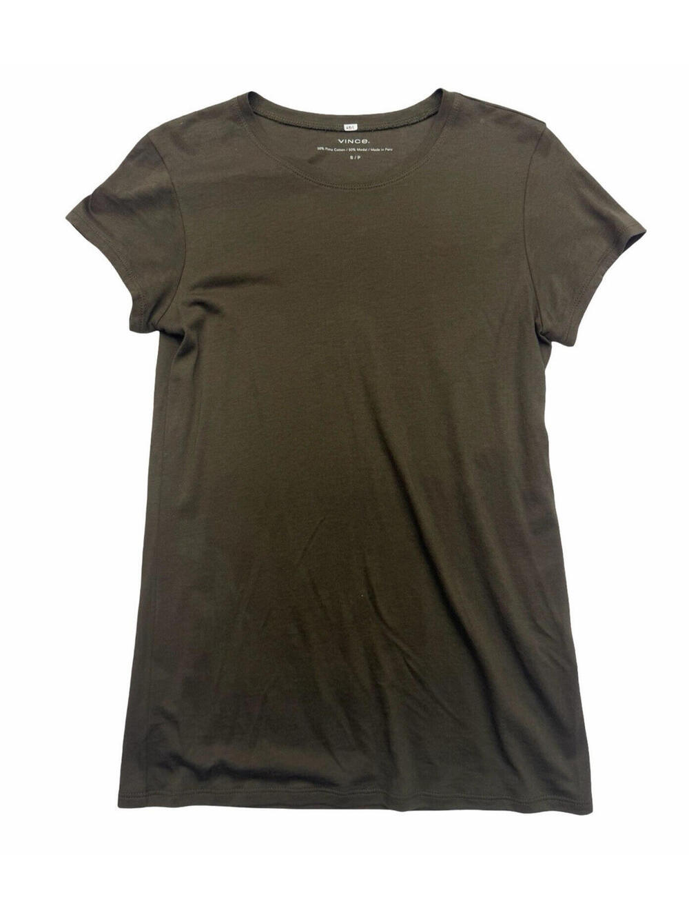 Vince Crewneck T-Shirt Pima Cotton Modal Dark Brown Size S